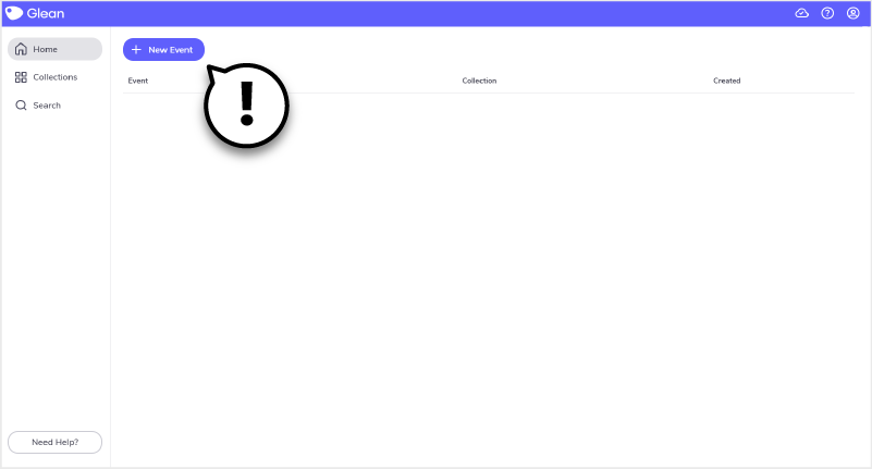 Create an event and begin recording Create an event and begin recording