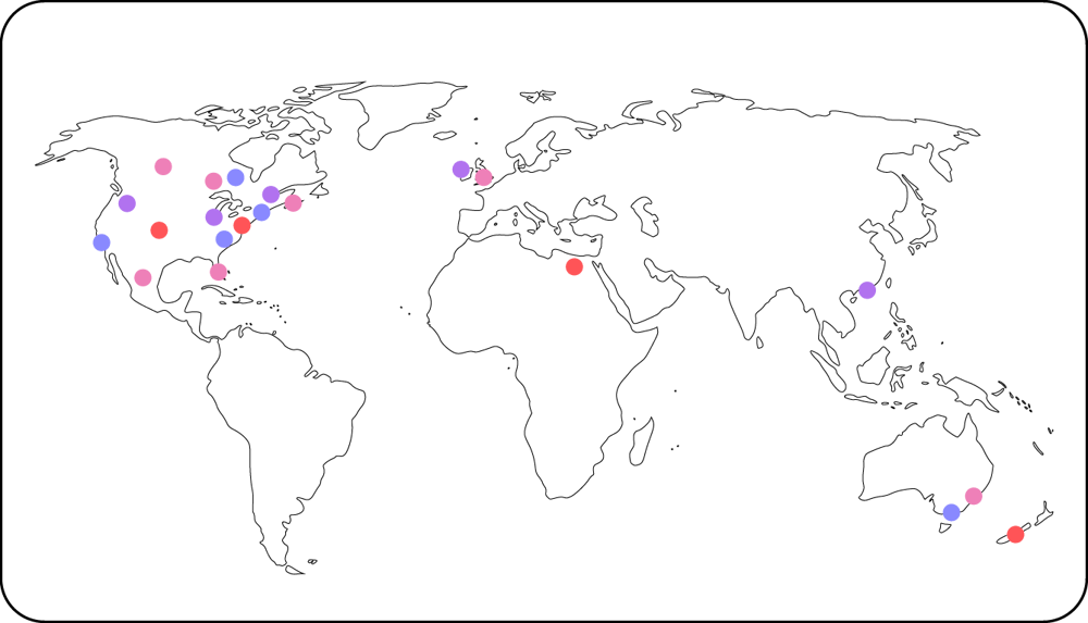 Universities and colleges worldwide map 