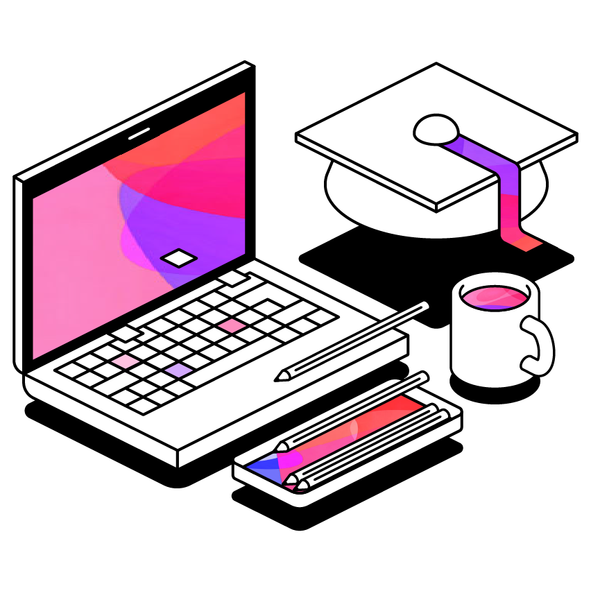 Illustration Of A Laptop And Graduation Cap