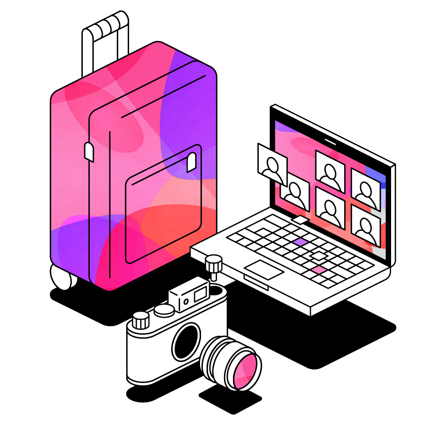 Illustration Of A Suitcase And A Laptop