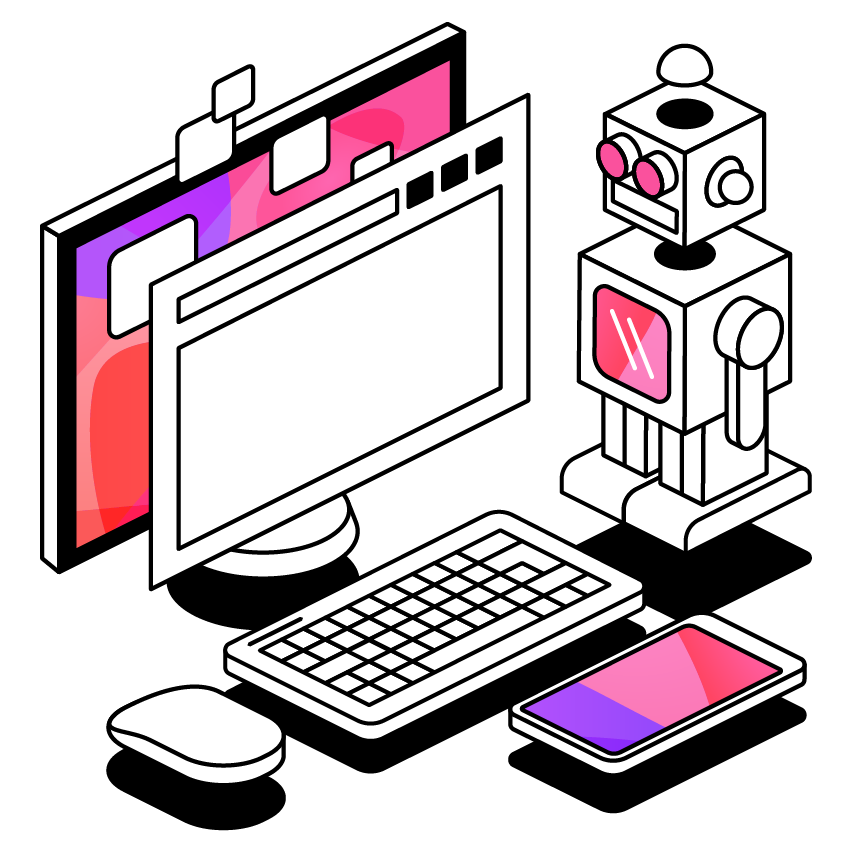 Illustration Of A Computer And Robot