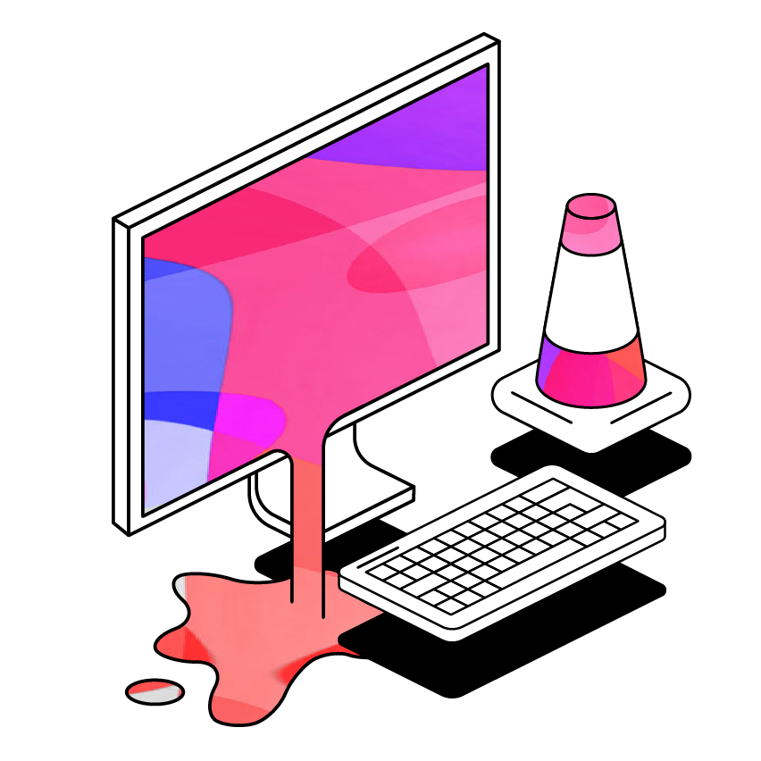 Illustration Of A Computer And Traffic Cone